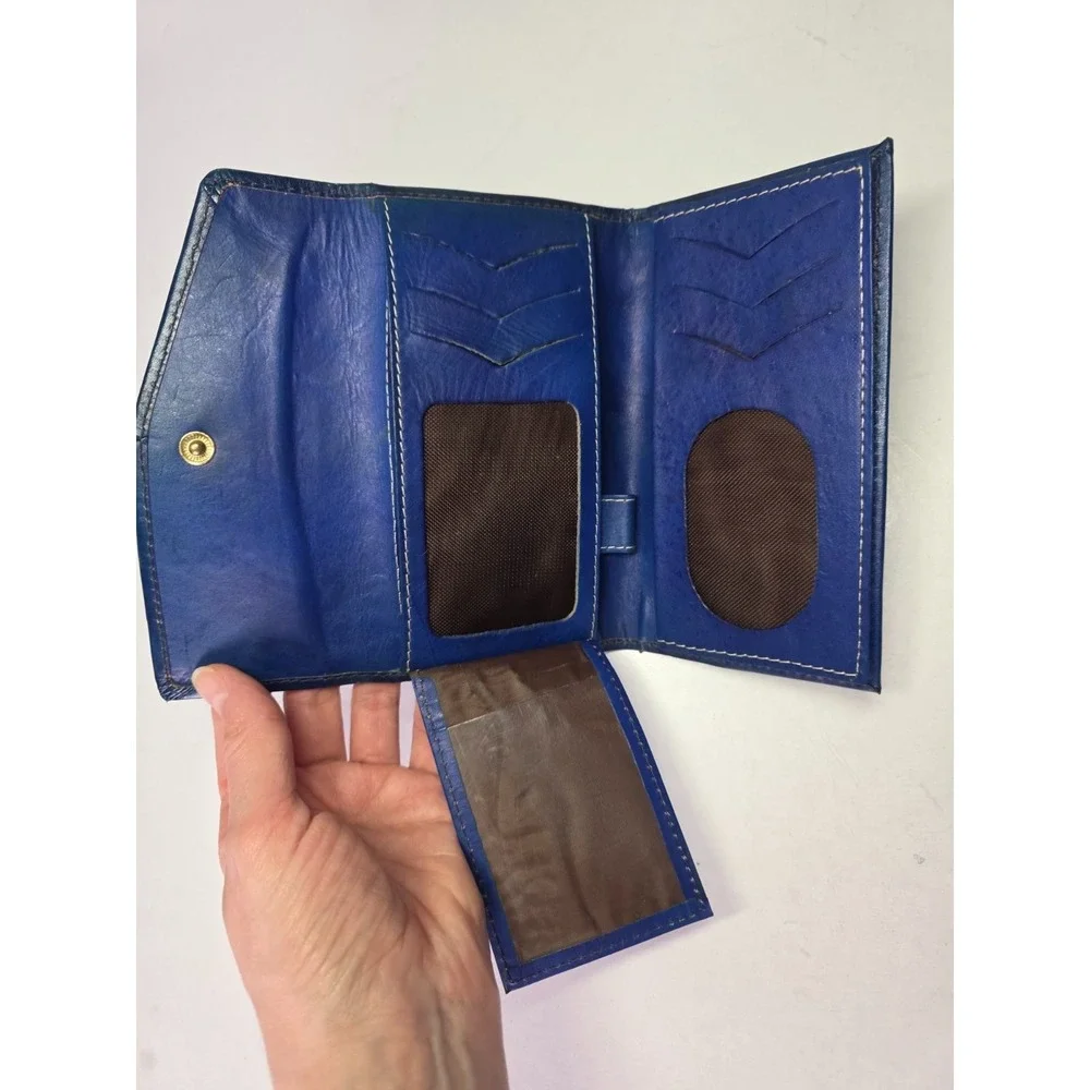 Hand-Painted‎ Leather Credit Card Wallet With Floral Butterfly Print Check Book
